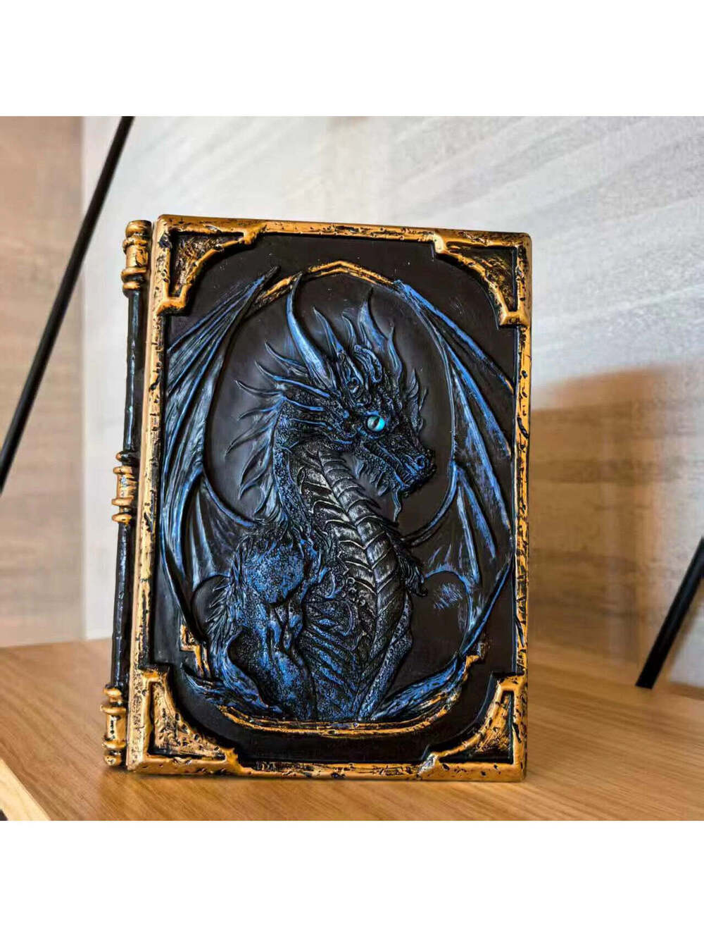 3D Dragon Resin Journal Blue – Handmade Gothic Embossed A5 Notebook